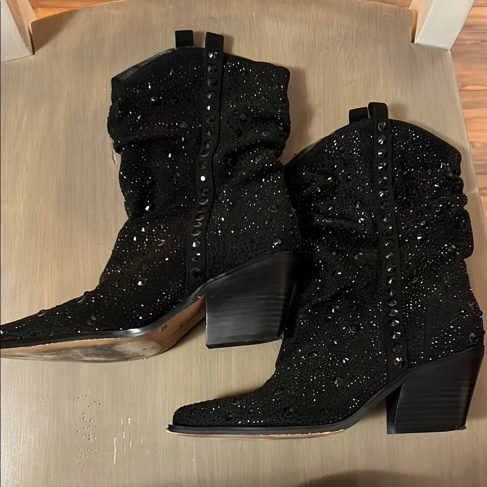 Jessica Simpson Black Heeled Boots with Sparkle